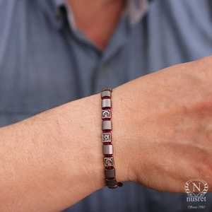 สร้อยข้อมือเงินแท้ 925 ประดับด้วยหินเฮมาไทต์ รูปพระจันทร์เสี้ยวและดาว - Product Image 1