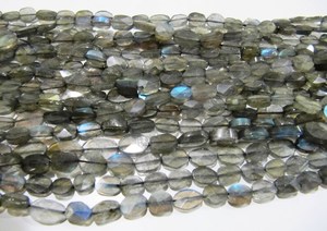Labradorite naturelle ovale facettes 6-10mm perles bleu flashy brins 13 pouces de long - Product Image 3