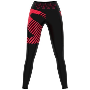 Leggings de yoga taille haute longueur intégrale avec imprimé géométrique rouge et noir en Spandex et Polyester, extensibles dans les quatre sens - Product Image 1