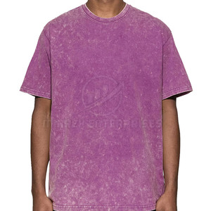 OEM por encargo sólido ácido lavado camisetas 100% algodón ecológico ligero tejido de punto al por mayor para los hombres - Product Image 1