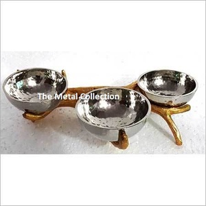 Unique Design 4 Compartment Serving <b>Bowl</b> for Home Hotel Restaurant Food Serving <b>Bowl</b> <b>Silver</b> Finishing Round Shape Aluminium <b>Bowl</b> - Product Image 3