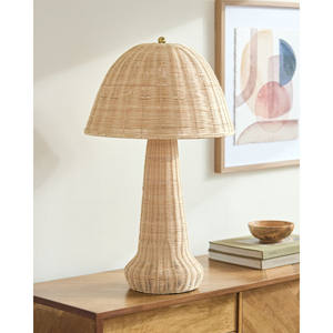 Lampe de table tendance en forme de champignon, couleur naturelle, fabriquée à la main au Vietnam, éclairage écologique pour la décoration intérieure, vente en gros. - Product Image 1