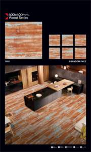 Série Bois Carreaux en céramique 600x600mm Imitation pierre Texture brillante Surface lumineuse Design contemporain Carreaux de sol pour villas - Product Image 3