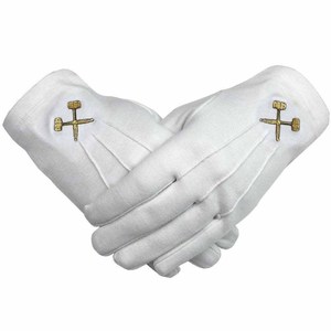 Guantes Masónicos de Cuero Suave con Bordado de Compás y Escuadra - Product Image 6