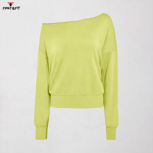 เสื้อสเวตเตอร์ออกกำลังกายแขนยาวเปิดไหล่สำหรับผู้หญิงพิมพ์ลายสำหรับฤดูใบไม้ร่วงฤดูหนาวโลโก้ออกแบบได้ตามต้องการ - Product Image 5