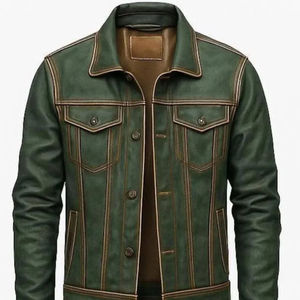 Nouveau modèle 2026 – Blouson en cuir vintage pour homme et femme avec col montant et logo frontal, coupe-vent et personnalisable - Product Image 5