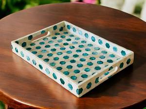 Plateau de service en incrustation d'os artisanat traditionnel du Rajasthan plateau de service en incrustation d'os artisanat décoratif en bois de luxe pour la décoration intérieure - Product Image 6