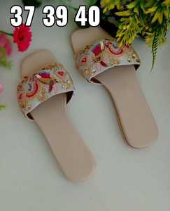 Zapatillas de cuero bordadas a mano para mujer, zapatillas de diseñador, sin cordones - Product Image 4