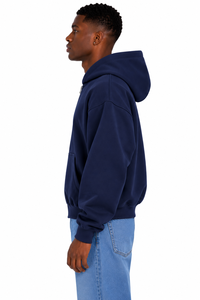 Sweat à capuche zippé décontracté AURA pour homme, en molleton, couleur unie, coupe classique, idéal pour l'automne, 100 % coton, 350 g, anti-rétrécissement - Product Image 3