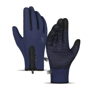Gants de cyclisme en cuir légers pour hommes, bleu profond, longs doigts, respirants, pour la randonnée, l'équitation et les sports d'extérieur. - Product Image 1