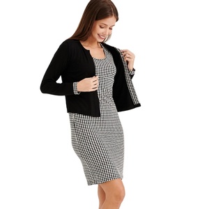 Robe midi d'été pour femmes enceintes-Manches longues-Fermeture éclair noire-Tissu modal-Manches longues-Allaitement amical-Exportation en vrac - Product Image 1