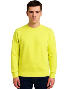 Sweat-shirt en molleton jaune néon pour homme, col rond, pull à manches longues, coton doux, décontracté, chaud pour l'hiver, conception personnalisée OEM - Product Image 1