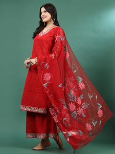 Ropa Étnica India de Diseñador, Kurti Elegante de Chifón Estampado con Cuello en V y Manga Larga, Combinado con Sharara, Ropa Casual para Mujer - Product Image 5
