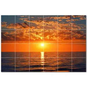Murale murale de carreaux de céramique Sunset PT501002 72 "W X 48" H Ensemble de 24 carreaux 12x12 - Product Image 1