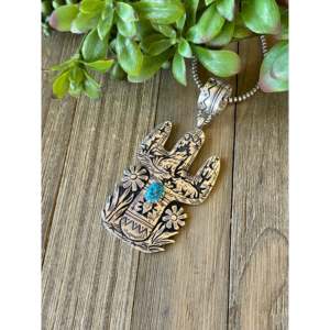 Pendentif Cactus en Argent Sterling Turquoise Tommy & Rose Singer Kingman - Product Image 4