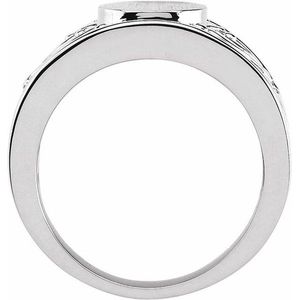 Everyday Wear Round Signet <b>Ring</b> White Gold Cluster <b>Statement</b> <b>Ring</b> with Zircon Bezel and Invisible Setting - Product Image 2