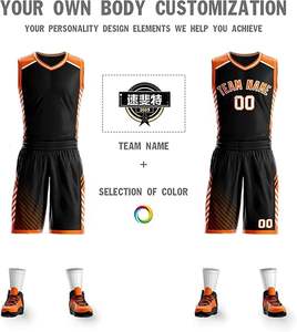 Conjunto de uniforme de baloncesto personalizado para hombres camiseta y pantalones cortos impresos por sublimación con nombre y número de equipo - Product Image 3