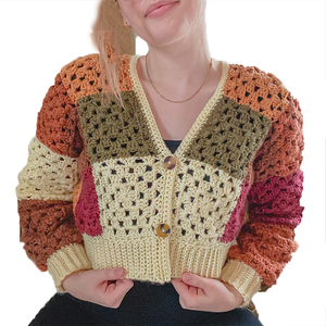 Suéter de algodón de punto abierto de lujo para mujer, estilo de cuello redondo y logotipo personalizado, cárdigan cuadrado acogedor, suéter de punto - Product Image 4