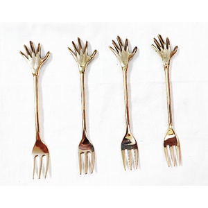 Luxury Brass Fruit Fork <b>Set</b> of 4 for Kitchen Home Restaurant Hand Design Shape Best Quality Flatware Fork Cutlery <b>Set</b> for Hotel - Product Image 1