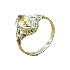 แหวนหมั้นพลอยซิทรินสำหรับผู้หญิง แหวนเงินแท้ 925 แหวนแต่งงานดีไซน์แฮนด์เมด ของขวัญวันคริสต์มาสและวันเกิด - Product Image 1