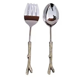 ช้อนเสิร์ฟทำจากโลหะทำจากสแตนเลสสตีลสำหรับใช้ในครัวเรือนสลัดเสิร์ฟอาหารพร้อมที่จับทำจากเรซิน - Product Image 2