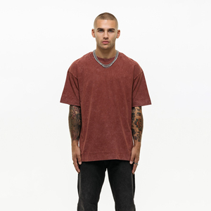 Ropa de hombre de gran tamaño 100% algodón camiseta fabricante Streetwear Hip Hop en blanco lavado ácido logotipo personalizado Vintage camisetas - Product Image 1