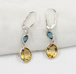 Fashionable Fine Jewelry Wholesale Handmade <b>Citrine</b> Gemstone Dangle <b>Earrings</b> 925 Solid Sterling Silver for Women With 925 Stamp - Product Image 2