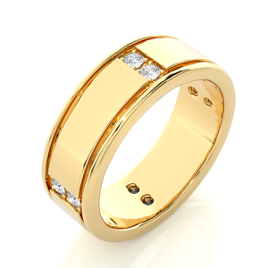 Alliance de mariage en moissanite de 0,50 ct avec sertissage à bisel en or jaune - Product Image 2