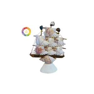 Productos calientes de primera calidad, modelo de barco de concha marina, artesanías decorativas hechas a mano, arte único de Vietnam - Product Image 1