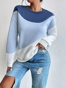 Venta al por mayor de las mujeres de color sólido pulóver sudadera de algodón polar manga larga Streetwear Casual Tops - Product Image 4