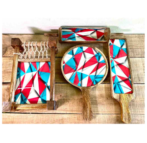 AK แผ่นเสียงไม้พิมพ์ลายทองเหลืองชุดกระดานคุณภาพสูง4ชิ้นสำหรับตกแต่งบนโต๊ะอาหาร/เครื่องครัว - Product Image 3