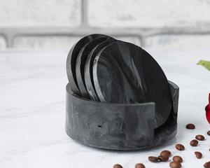 ชุดจานรองแก้วหินอ่อนทรงกลมระดับพรีเมียมสำหรับกาแฟและการปกป้องโต๊ะ - Product Image 4