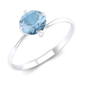 Reyes ขายส่ง OEM ODM Aquamarine พลอยแหวนหมั้นใน14K 18K สีขาวทอง Moissanite ของขวัญครบรอบเครื่องประดับชั้นดี - Product Image 1