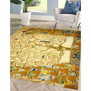 Alfombra 'Árbol de la Vida' de Klimt: Decoración Personalizada para Salón, Alfombra Delgada, con Pelo Suave - Product Image 4