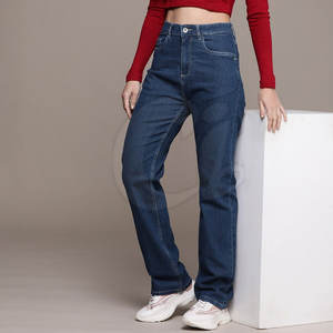 Pantalones Vaqueros de mujer de etiqueta privada, pantalones vaqueros de mujer de color sólido, pantalones vaqueros con bolsillos laterales, pantalones vaqueros a la venta - Product Image 5