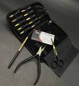 Vente en gros kit d'outils d'extension de cheveux en microbilles en or noir pince professionnelle 2 trous en acier inoxydable de haute qualité étui personnalisé - Product Image 4