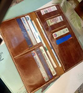 Custom Men's Slim Leather <b>Wallet</b> Long Minimalist <b>Smart</b> Card Holder Open Closure RFID Feature Polyester Lining Candy - Product Image 4