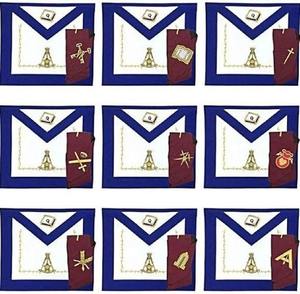 Conjunto de Mandil y Collar de Oficiales del 14º Grado de la Francmasonería, Cada Mandil con Bolsillo Trasero y Acolchado Suave - Product Image 1