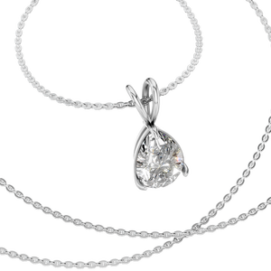 สร้อยคอจี้เพชรโมอิสซาไนต์ทรงลูกแพร์ 1 กะรัต ดีไซน์โดดเด่น ทอง 14K พร้อมสายเชื่อมแบบลิงค์ น่ารัก เหมาะสำหรับงานปาร์ตี้ เครื่องประดับคุณภาพสำหรับผู้หญิง ของขวัญ - Product Image 1