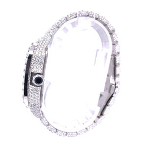 Montre de luxe à quartz en acier inoxydable avec moissanite, cadran en verre, bracelet de 20 mm et indicateur de date - Product Image 3