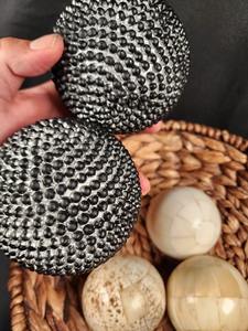 Décoration murale en mosaïque de résine et de nacre, style Art déco abstrait, boule de paysage ronde en acier inoxydable - Product Image 4