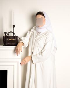 Abaya de satén de lujo personalizada al por mayor para mujer, ropa tradicional islámica de alta calidad, mangas con volantes, pequeños musulmanes, seda de Dubái - Product Image 3