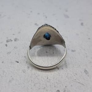 Anillo de diseñador artesanal bohemio de Plata de Ley 925 hecho a mano neón apatita piedra preciosa diamante bisel ajuste exclusivo - Product Image 3