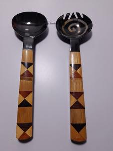 Fabricant direct Ensemble de cuillères à salade en bois fait à la main en corne de buffle Serveurs polis de style nautique-Produit Offre Spéciale de Craftsy Home - Product Image 5