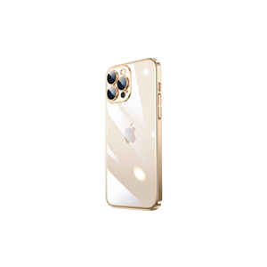 Étui de protection rigide en PC et silicone Netzy Premium Gold Framed pour iPhone 14 Pro, série SAFA Riksos, avec style électroplaqué Ins - Product Image 1