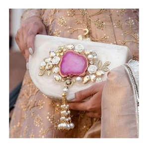 Bolso de Mano de Fiesta para Mujer, Artesanía India Multicolor, Resina/Madera, con Cadenas y Correas, Cierre Magnético, Logotipo Personalizado, Regalo - Product Image 4