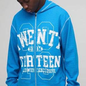 Pull à capuche en coton épais avec poche avant personnalisée, sweat à capuche sérigraphié sur l'épaule tombante, nouvel arrivage - Product Image 1