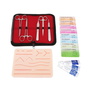 Kit complet de formation avec coussinet de suture en silicone et plaies en acier inoxydable pour étudiants en médecine Kit chirurgical rouge - Product Image 1