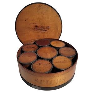DINING NATURAL WOODEN Premium Printed Home Wooden Tabletop Spice Box With Separate Compartments for Spices and Dry Fruit - Product Image 2