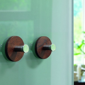 Collezione Spirella Punt, Gancio Adesivo 5, Legno e PVC, Marrone - Product Image 2